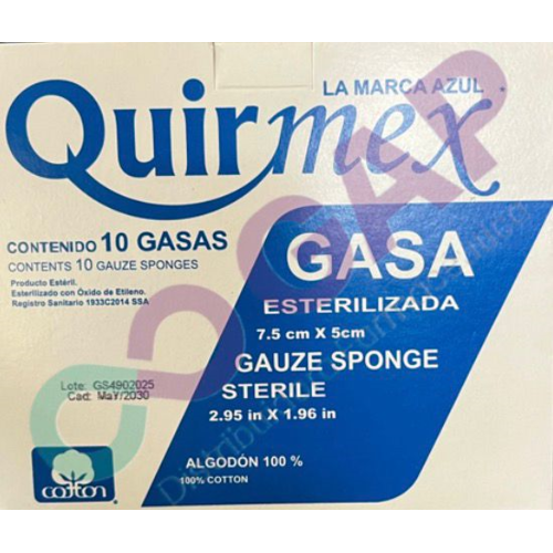 GASA ESTERILIZADA QUIRMEX 10 SOB 7.5X5CM