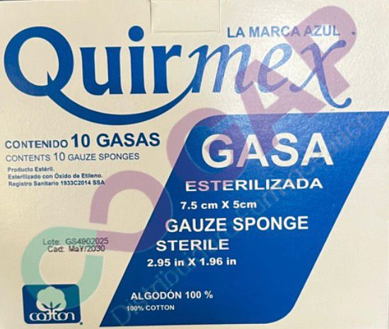 GASA ESTERILIZADA QUIRMEX 10 SOB 7.5X5CM