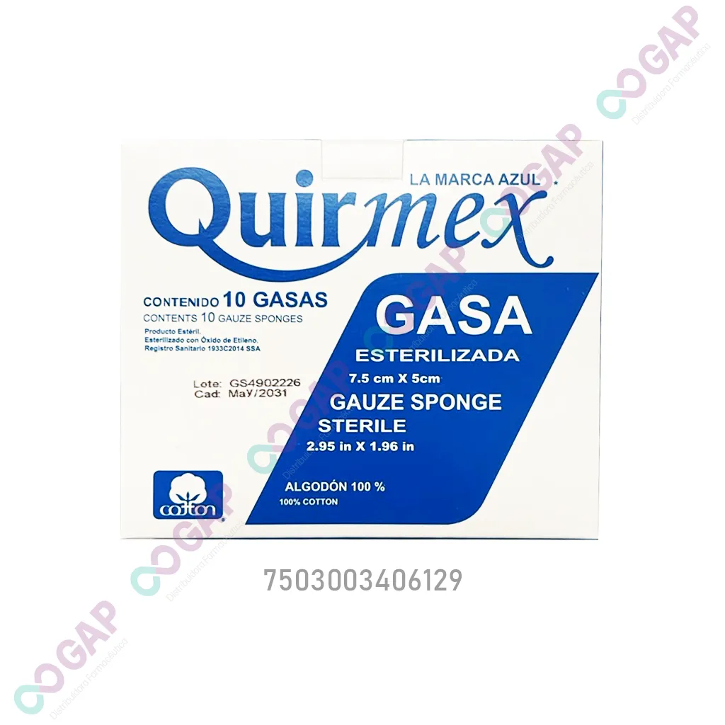 GASA ESTERILIZADA QUIRMEX 10 SOB 7.5X5CM