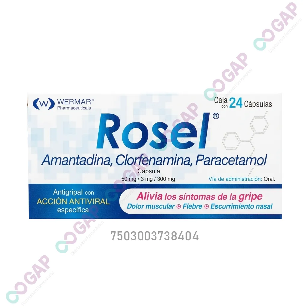 GE AMANTA/CLORFE/PARACETAMOL ROSEL CAP. 50/3/300 MG. CAJA C/24