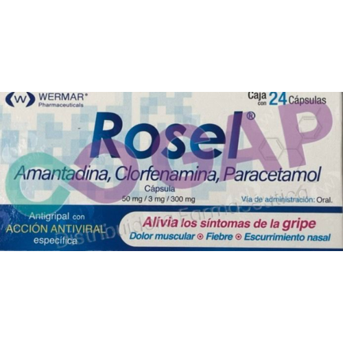 GE AMANTA/CLORFE/PARACETAMOL ROSEL CAP. 50/3/300 MG. CAJA C/24