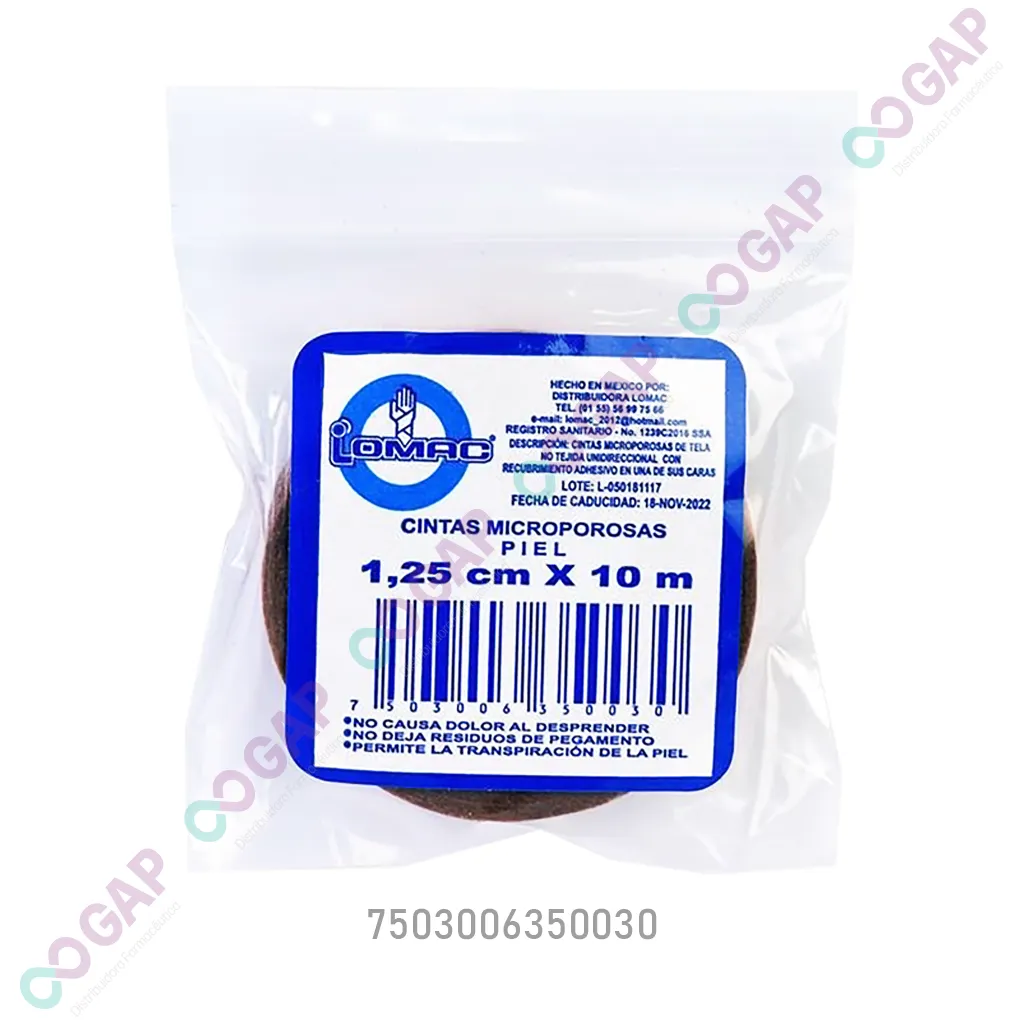 CINTA MICROPOROSA PIEL 1.25CMx10M LOMAC