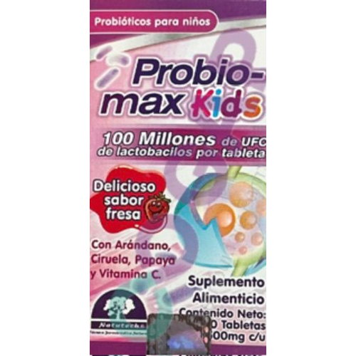 PROBIO-MAX KIDS SABOR FRESA 30 TAB 500 MG C/U