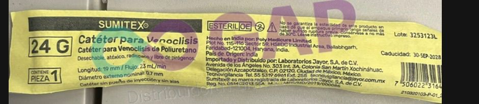 CATETER P/VENOCLISIS 24GX17MM AMARILLO 1 PZA