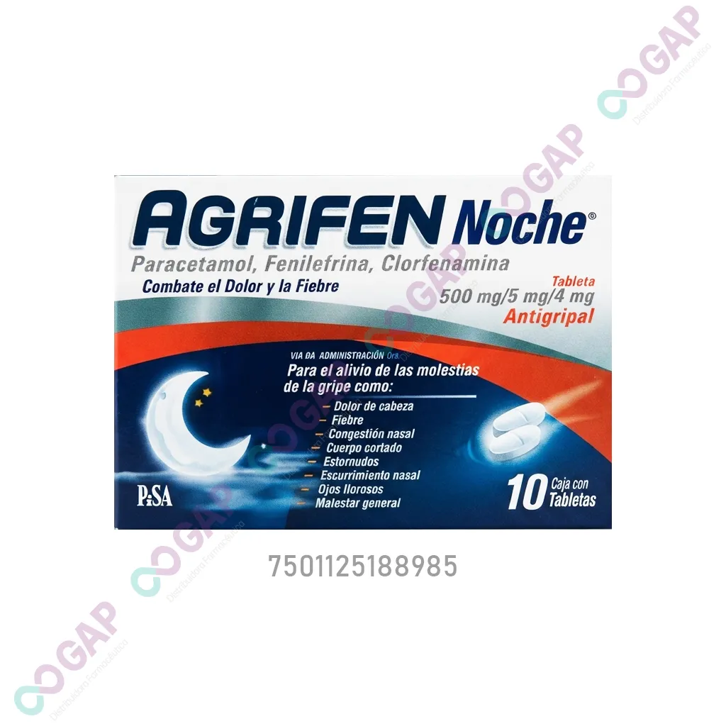 AGRIFEN NOCHE 500MG/5MG/4MG 10 TABLETAS