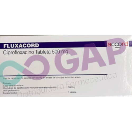 GE CIPROFLOXACINO FLUXACORD 500 MG 14 TABLETAS