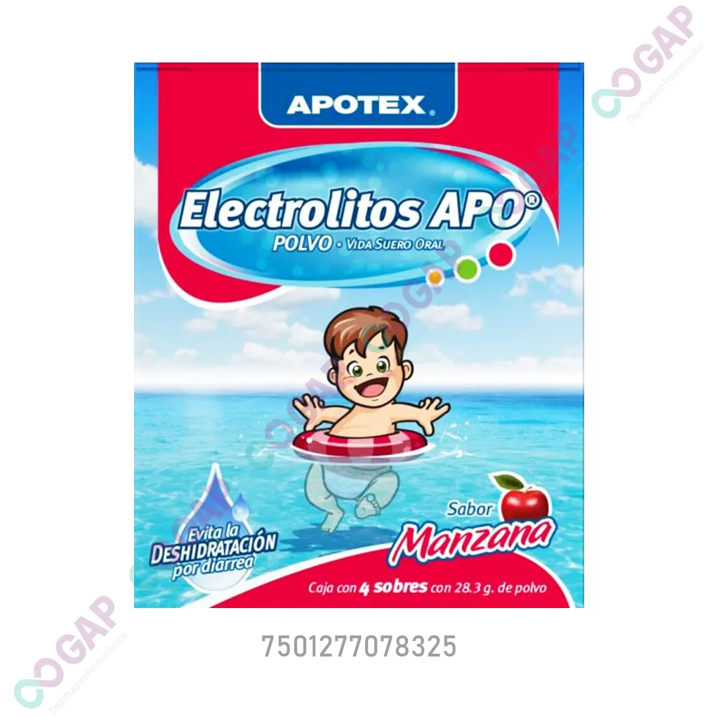 ELECTROLITOS APO POLVO C/4 SOBRES SABOR MANZANA