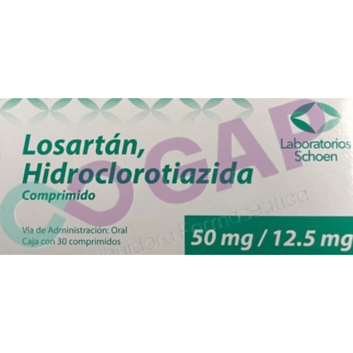 GE LOSARTAN/HIDROCLOROTIAZIDA 50/12.5 MG SCHOEN 30 COMP
