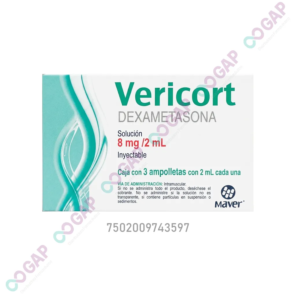 GE DEXAMETASONA VERICORT SOL INY 8MG/2ML CAJA C/3 AMP