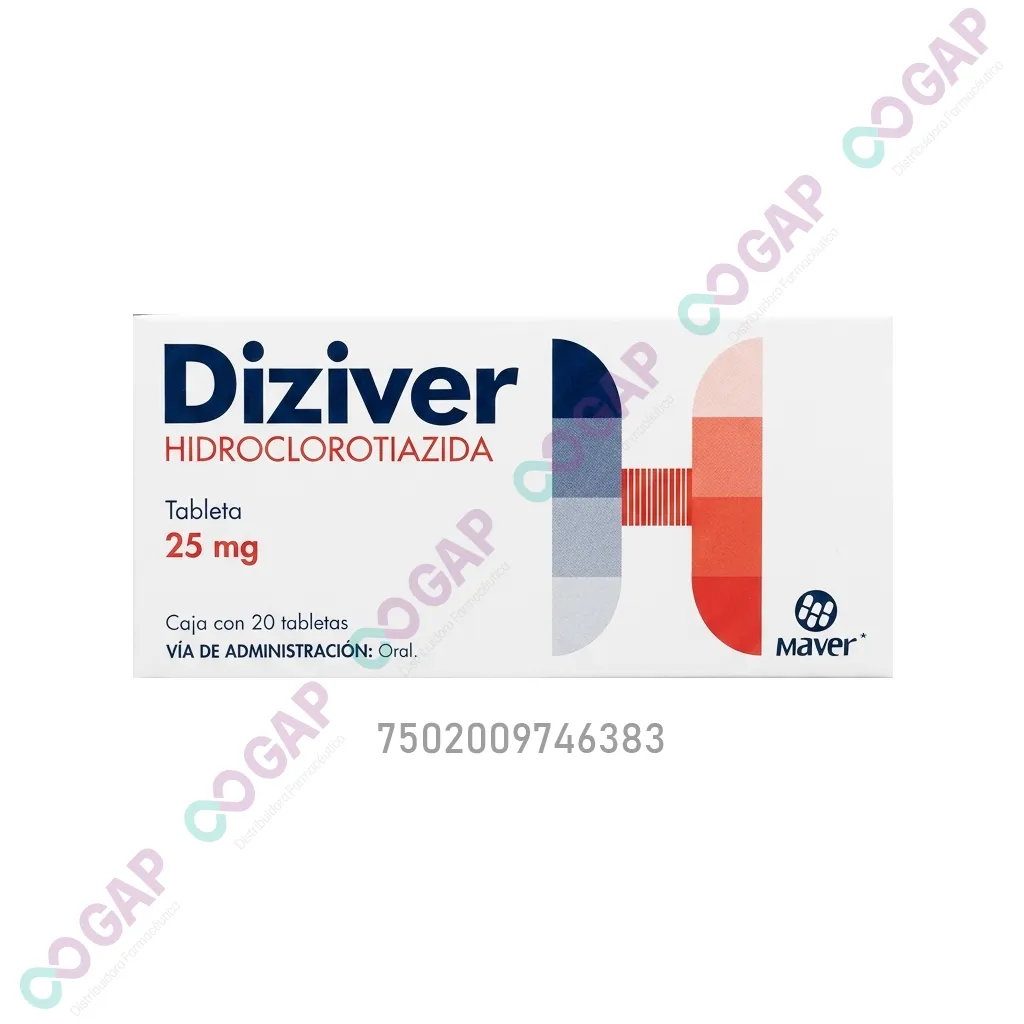 GE HIDROCLOROTIAZIDA 25MG C/20 TAB DIZIVER