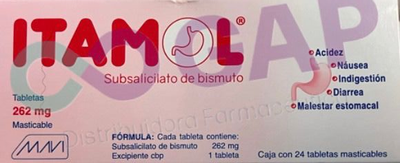GE SUBSALICILATO DE BISMUTO ITAMOL 262 MG 24 TAB MAST