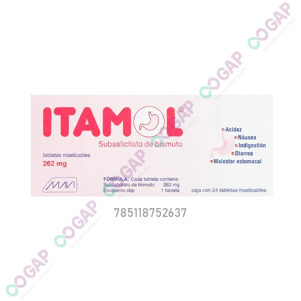 GE SUBSALICILATO DE BISMUTO ITAMOL 262 MG 24 TAB MAST