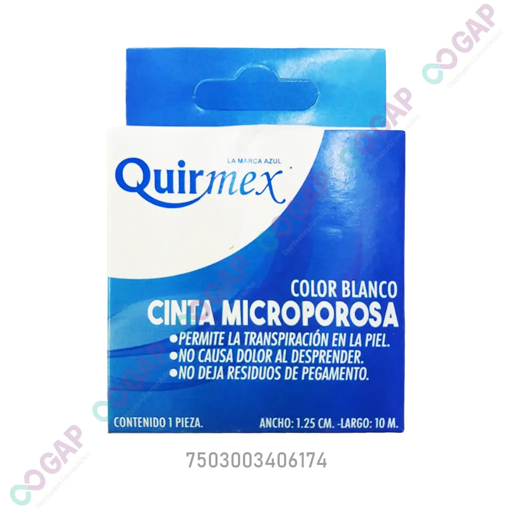 CINTA MICROPORE BLANCA QUIRMEX 1.25CMX10M