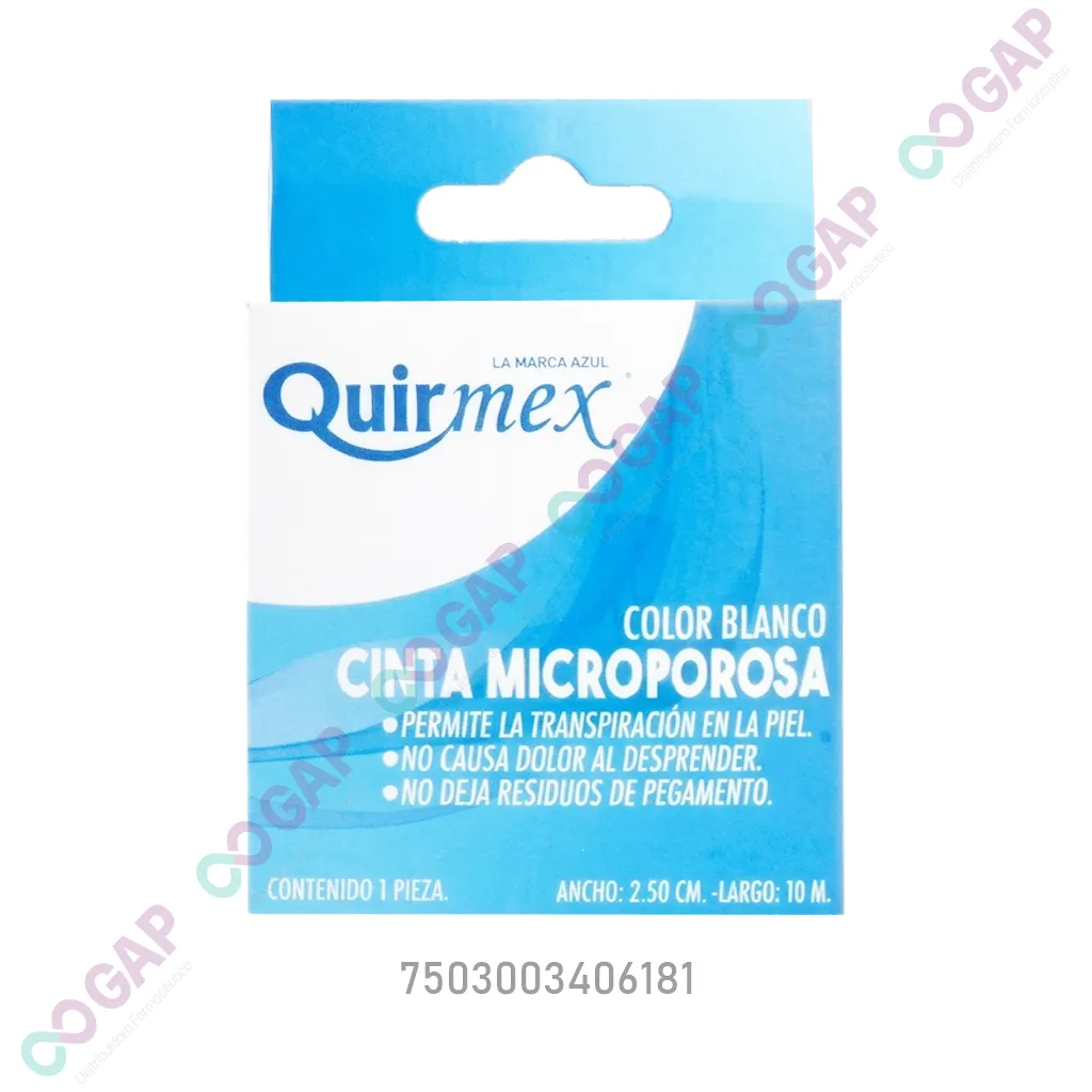 CINTA MICROPORE QUIRMEX COLOR BLANCO 2.5CMX10M