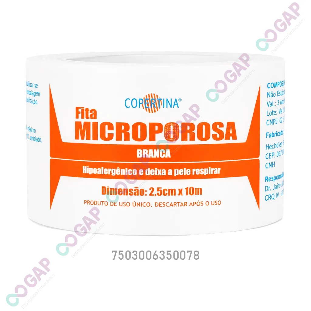 CINTA MICROPOROSA BLANCA 2.5CMx10M LOMAC