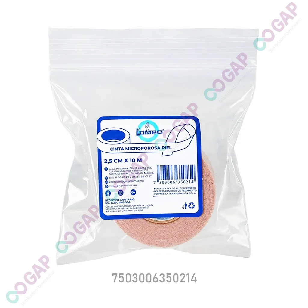 CINTA MICROPOROSA PIEL 2.5CM x 10M LOMAC
