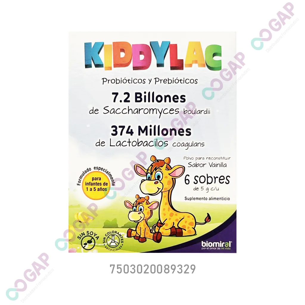 KIDDYLAC POLVO c/6 SOBRES. 5 G.