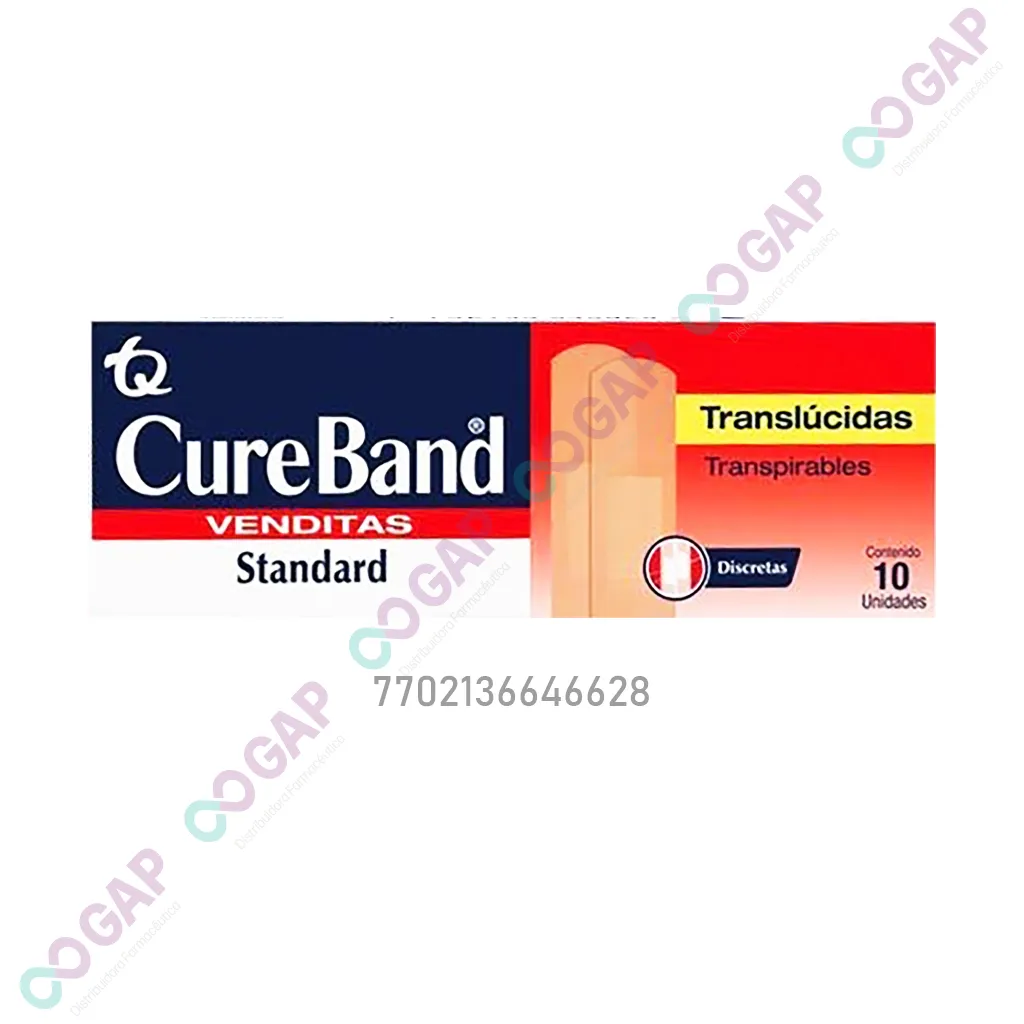 CURE BAND VENDITAS CAJA C/10PZAS TRASLUCIDAS