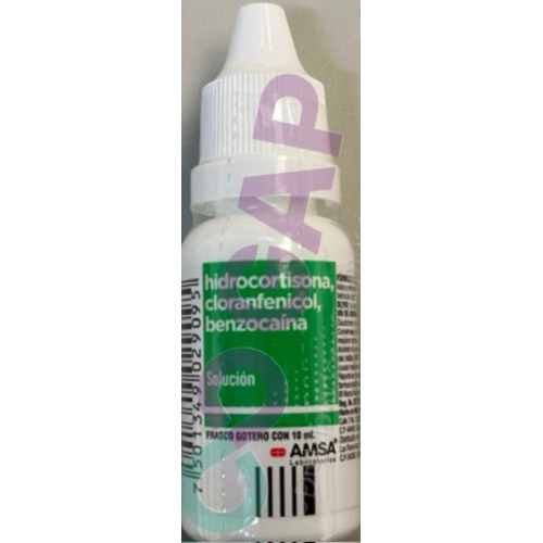GE HIDROCORTISONA/CLORANFENICOL/BENZOCAINA SOL OTICA FCO 10 ML