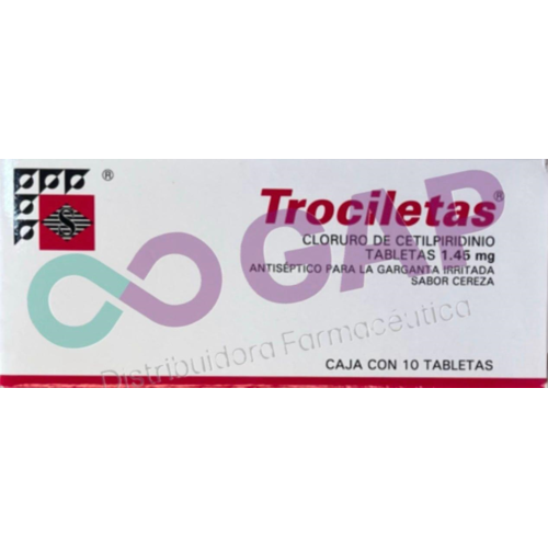 GE CLORURO DE CETILPIRIDINIO 1.45MG SABOR CEREZA C/10 TAB TROCILETAS