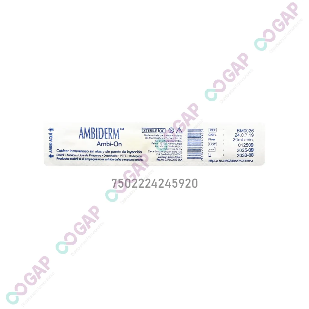AMBI-ON IV CATETER AMARILLO #24 PZ
