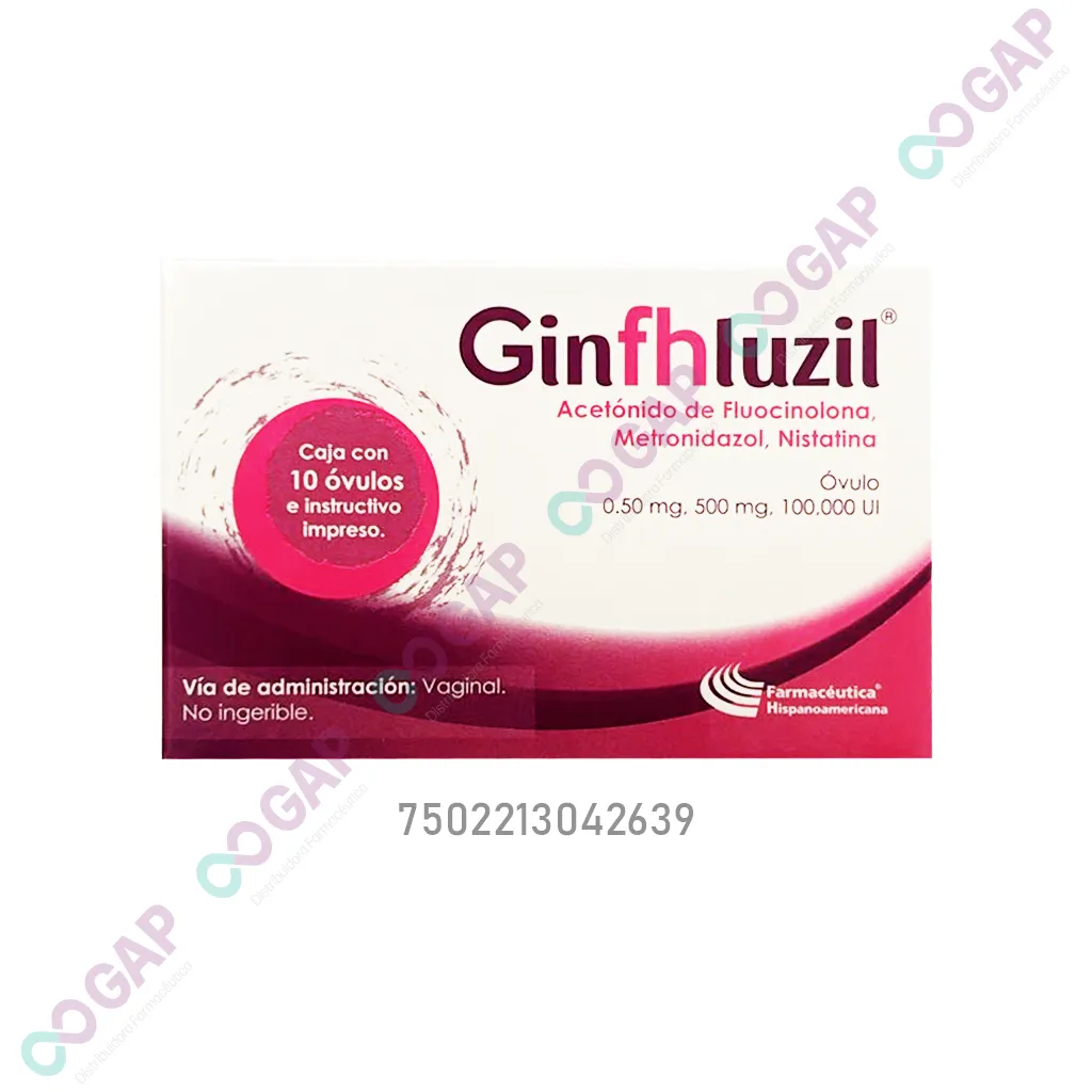 GE ACETONIDO DE FLUOCINOLONA,METRONIDAZOL,NISTATINA OVULO 0.50MG,500MG,100,000 UI GINFHLUZIL
