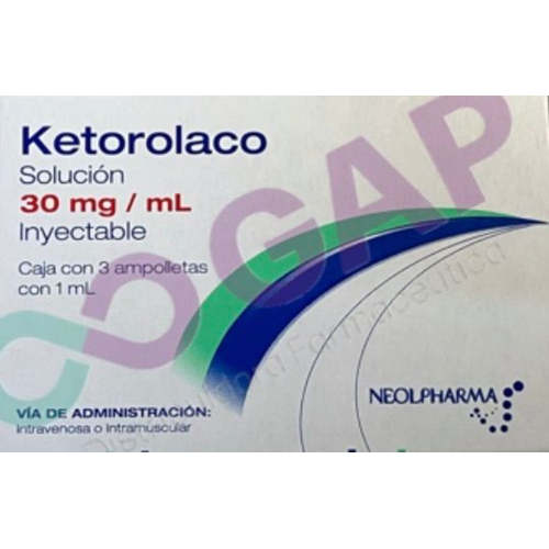 GE KETOROLACO NEOLPHARMA SOL INY 30 MG C/3 AMP 1 ML