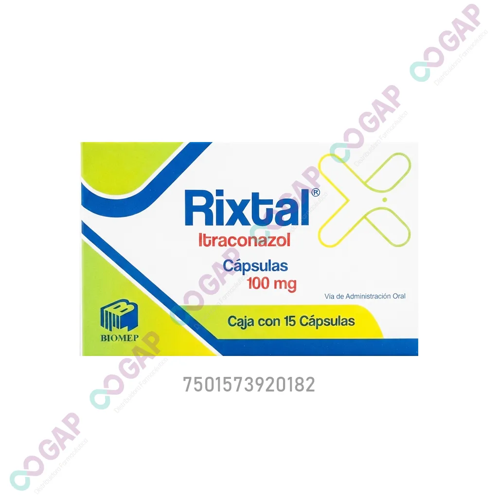 GE ITRACONAZOL RIXTAL 100 MG 15 CAPSULAS