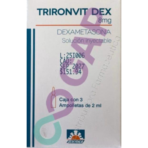 GE DEXAMETASONA TRIRONVIT DEX SOL INY C3 AMP 8 MG