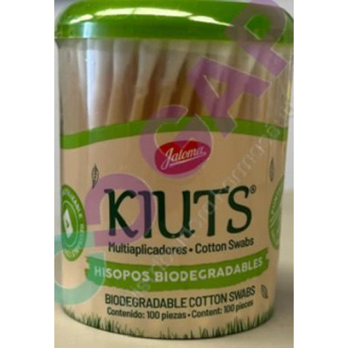 APLICADORES DE ALGODON KIUTS TARRO C/100 PZS BIODEGRADABLES